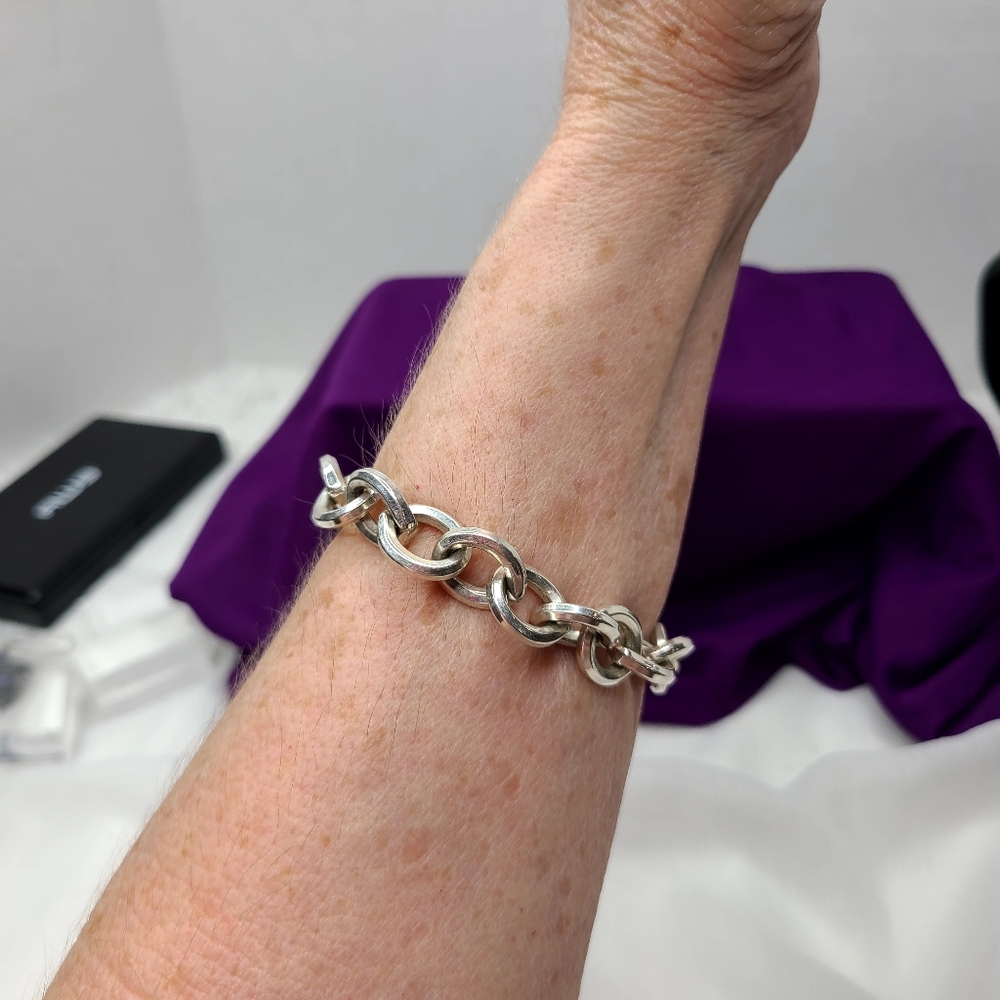 Sterling Silver Oval Link Braclet - image 5